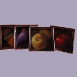 CIC by Jay Mercado Set Of 4 Ceramic Fruit-Themed Square Plates